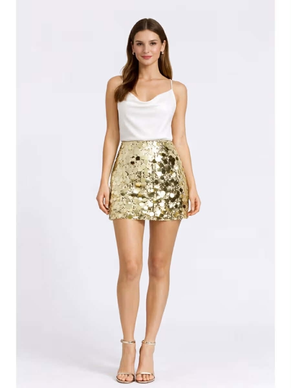 Cider Gold Sequin Mini Skirt  New Size XL